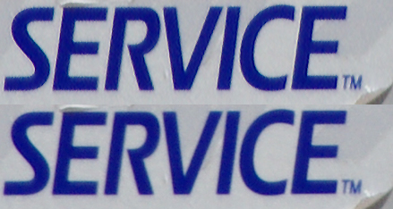 Distance: ~60ft | 500mm @ F6.3 | Bottom: Original 100% crop, Top: Post-processed